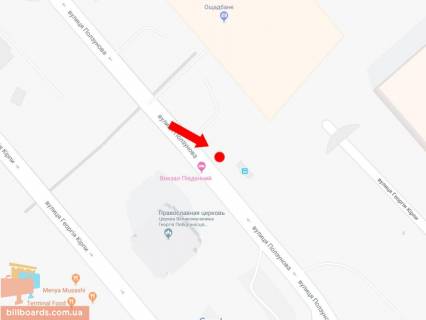 Бэклайт B в Киеве Кирпы ул., 3, возле входа в Южный жд вокзал, в сторону ул. Липковского (бывш. ул. Урицкого) схема