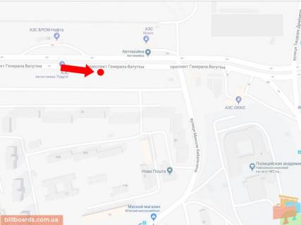 Призматрон, Призма A у Києві, 3x6  Шухевича ін. (Кол. Ватутіна пр.), 26, навпроти АЗС БРСМ, в сторону Троєщинського ринку, з центру - 170782 схема