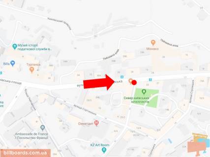 Ситискролл A в Киеве, 1.8x1.2  В. Житомирська вул. / Гончара вул., на світлофорі, в сторону вул. Хрещатик схема