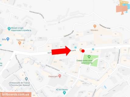 Ситискролл A в Киеве, 1.8x1.2  В. Житомирська вул. / Гончара вул., на світлофорі, в сторону вул. Хрещатик схема