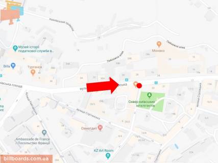 Ситискролл A в Киеве, 1.8x1.2  В. Житомирська вул. / Гончара вул., на світлофорі, в сторону вул. Хрещатик схема