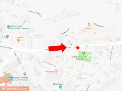 Сітіскролл A у Києві, 1.8x1.2  В. Житомирська вул. / Гончара вул., На світлофорі, в сторону вул. Хрещатик схема