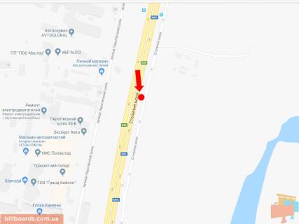 Билборд B в Киеве, 3x6  Столичне шосе - 800 м. до пр. Науки, з центру схема