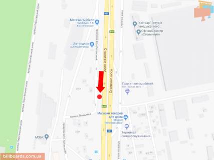 Билборд A в Киеве, 3x6  Столичне шосе - Ходосівська вул. (Плещеєва)., з центру схема