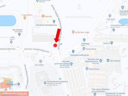 Призматрон, Призма A у Києві, 3x6  Драйзера вул. - просп. Романа Шухевича (Генерала Ватутіна), на світлофорі, біля ринку "Троєщина", в сторону вул. Братиславській - 180505 схема