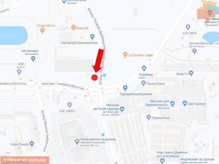 Призма A в Киеве, 3x6  Драйзера вул. - просп. Романа Шухевича (Генерала Ватутіна), на світлофорі, біля ринку "Троєщина", в сторону вул. Братиславської - 180506 схема