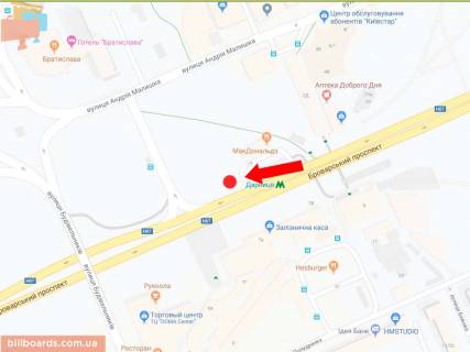 Призма A в Киеве Броварський пр., 27, біля McDonalds's, ст. м. "Дарниця", в центр - 180457 схема