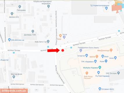 Призматрон, Призма A у Києві Лугова вул. - Сім'ї Кульженки вул. (Колиш. Дегтяренка вул.), Біля ТРЦ "Караван", на світлофорі, в сторону Богатирській вул. - 180436 схема