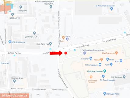 Призма A в Киеве Лугова вул. - Сім'ї Кульженків вул. (колиш. Дегтяренка вул.), біля ТРЦ "Караван", на світлофорі, в сторону Богатирської вул. - 180437 схема