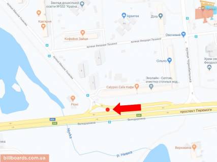 Билборд A в Киеве, 3x6  Перемоги пр., 148/1 - вул. Ушакова, з центру схема