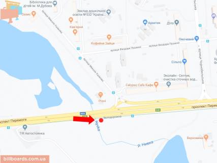 Билборд A в Киеве, 3x6  просп. Берестейський (Перемоги). - вул. Ушакова, навпроти, в центр схема