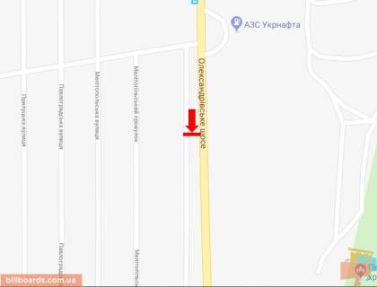 Билборд A в Кропивницкий (Кировоград) Холодноярська вул. (колиш. Московська вул.), в'їзд в місто, з боку м. Київ схема