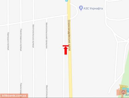 Билборд B в Кропивницкий (Кировоград) Холодноярська вул. (колиш. Московська вул.), виїзд з міста, в сторону м. Київ схема
