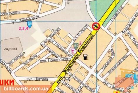 Билборд A в Кропивницкий (Кировоград), 3х6  вул. Вокзальна (вул.Жовтневої Революції) схема