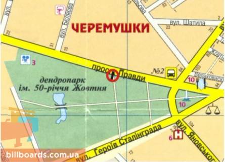 Билборд A в Кропивницкий (Кировоград), 3х6  вул. Євгенія Тельнова (пр-т.Правди) схема