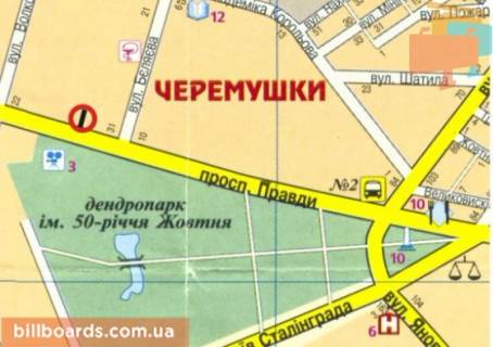 Билборд A в Кропивницкий (Кировоград), 3х6  вул. Євгенія Тельнова (пр-т.Правди) схема