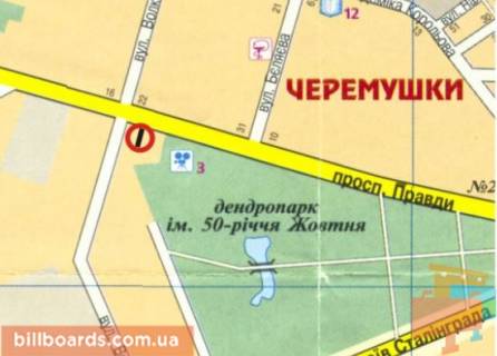 Билборд A в Кропивницкий (Кировоград), 3х6  вул. Євгенія Тельнова (пр-т.Правди) схема