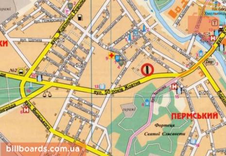 Билборд A в Кропивницкий (Кировоград), 3х6  вул. Соборна (вул. 50 років Жовтня) схема