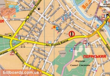 Билборд B в Кропивницкий (Кировоград), 3х6  вул. Соборна (вул. 50 років Жовтня) схема