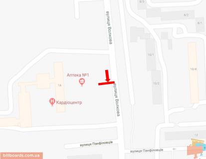 Билборд A в Кропивницкий (Кировоград) Героїв-рятувальників вул. (Волкова)., 1А схема