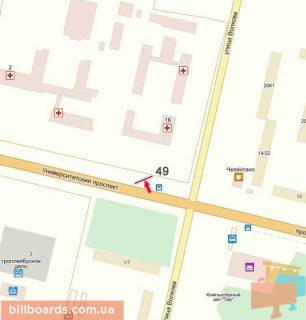 Билборд A в Кропивницкий (Кировоград), 3х6  пр-т Университетський схема