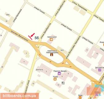 Билборд A в Кропивницкий (Кировоград), 3х6  вул. Преображенська/площа Б.Хмельницого схема