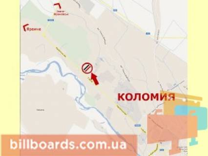 Билборд A в Коломые с. Шепарівці, перед знаком Коломия схема