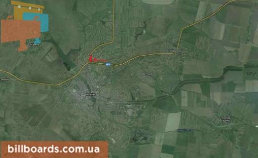 Билборд A в Козовах смт.Козова, тресса Тернополь -Бережаны схема