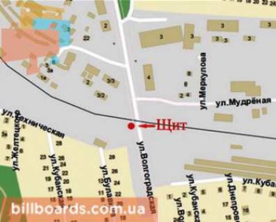 Билборд B в Кривом Роге Волгоградська вул., залізничний міст схема