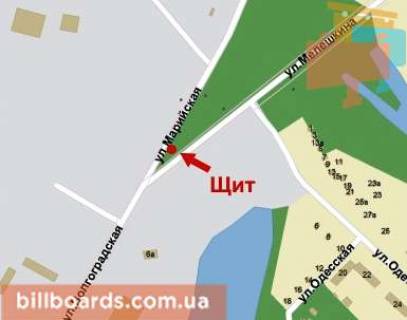 Билборд B в Кривом Роге Волгоградська вул., 6а - Марійська вул., верхній схема