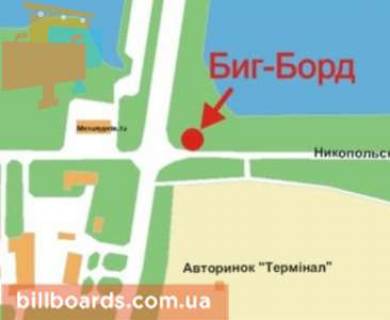 Билборд A в Кривом Роге Металургів пр., 1а - Нікопольське шосе схема