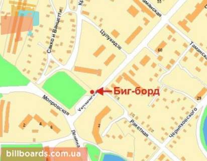 Билборд B в Кривом Роге Українська вул., 2 - Свято-Миколаївська вул. (колиш. Леніна вул.) схема