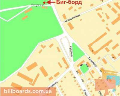 Билборд A в Кривом Роге 129-ї бригад.територ.оборони вул. (кол. Купріна). 130 - Окружна вул. схема
