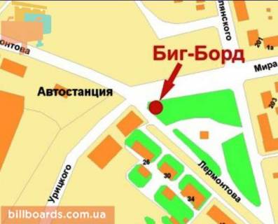 Билборд B в Кривом Роге Центральний просп. (кол. Вул. Лермонтова)., 30а - Миру пр., правий схема