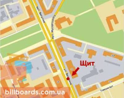 Билборд A в Кривом Роге Ватутіна вул., 34 схема