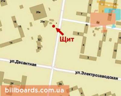 Білборд, Бігборд (Борд)  B у Кривому Розі Кресовская вул., 32 - десантна вул. схема