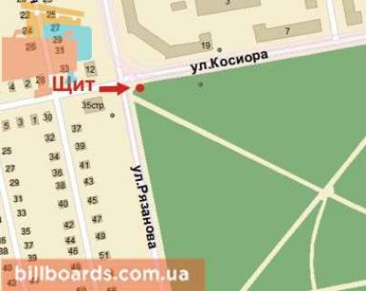 Білборд, Бігборд (Борд)  A у Кривому Розі Соборності вул. (Колиш. Косіора вул.) - Святогеоргіївська вул. (кол. Рязанова)., 19 схема
