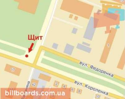 Билборд B в Кривом Роге Терещенко вул. (колиш. Федоренко вул.) - Короленко вул., 17 схема