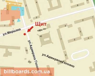 Билборд A в Кривом Роге Головка вул., 1а - Маршака вул. схема