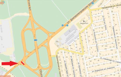 Билборд A в Кривом Роге Дніпровське шосе вул., міст схема