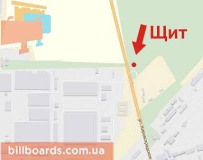 Билборд A в Кривом Роге Кіровоградське шосе, виїзд в місто схема