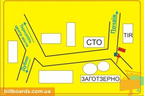 Білборд, Бігборд (Борд)  A у Кременці г. Кременец схема