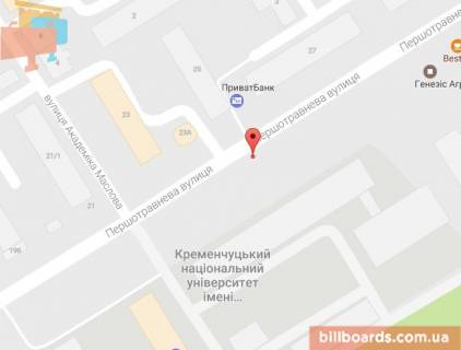 Ситилайт A в Кременчуге Першотравнева вул. - Небесної Сотні вул. (кол. Пролетарська). схема