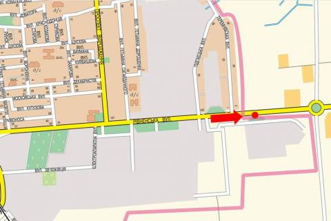 Billboard A in Lutsk, 3x6  Rivnens'ka st., miz AZS "BRSM" i "OKKO", z centru scheme