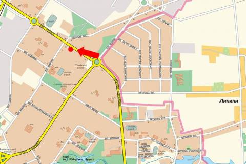 Билборд B в Луцке, 3x6  Захисників України (колишня Гордіюк) вул., 39, навпроти АЗС "ОККО", з боку Північного ринку схема