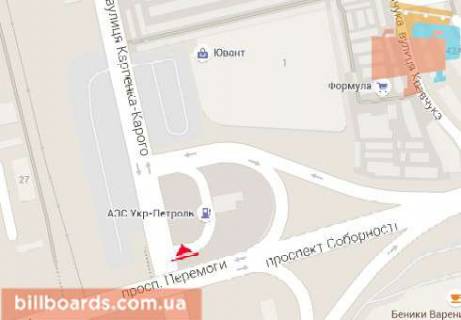 Билборд  в Луцке Карпенко-Карого ул., перед мостом, возле АЗС "Укр-Петроль" схема