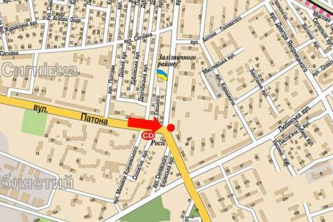 Билборд A в Львове, 3x6  Виговського вул., 29 / Патона вул. схема