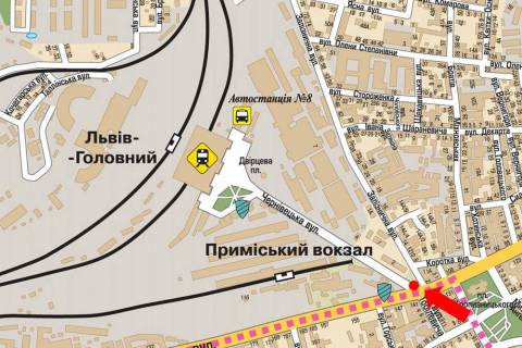 Ситилайт A в Львове, 1.8x1.2  Чернівецька вул. / Городоцька вул., роздільник, з центру, до з/д вокзалу схема
