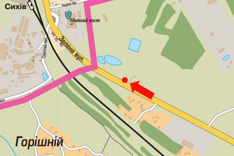 Билборд A в Львове, 3x6  Зелена вул., в''їзд в місто схема