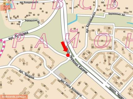 Билборд A в Львове, 3x6  Червоної Калини пр. / Чукаріна вул., ринок "Шувар", в бік супремаркету "Арсен" схема